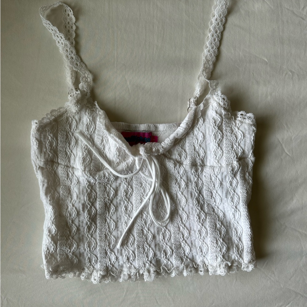 Edikted white lace tank top with lace detail